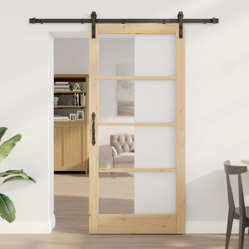 ORKDAL Sliding Door Natural and Black 93 x 202 cm