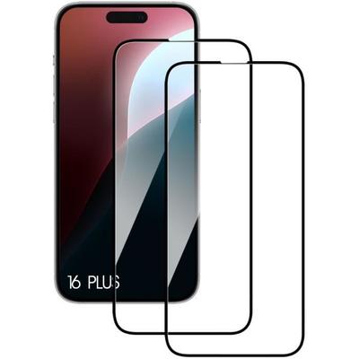 Protector de pantalla de vidrio templado - para iPhone 16 Plus - Paquete de 2 - Resistente a los golpes - Antiarañazos - 0,3 mm