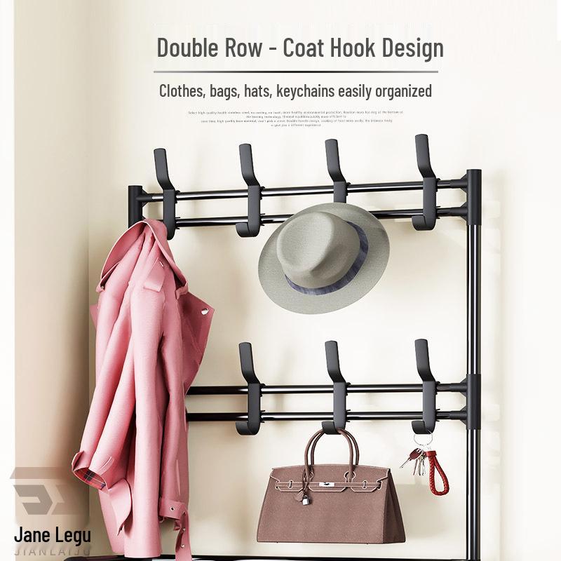 Multi-layer Dustproof Shoe & Hat Rack with Integrated Coat Rack for Indoor Use
