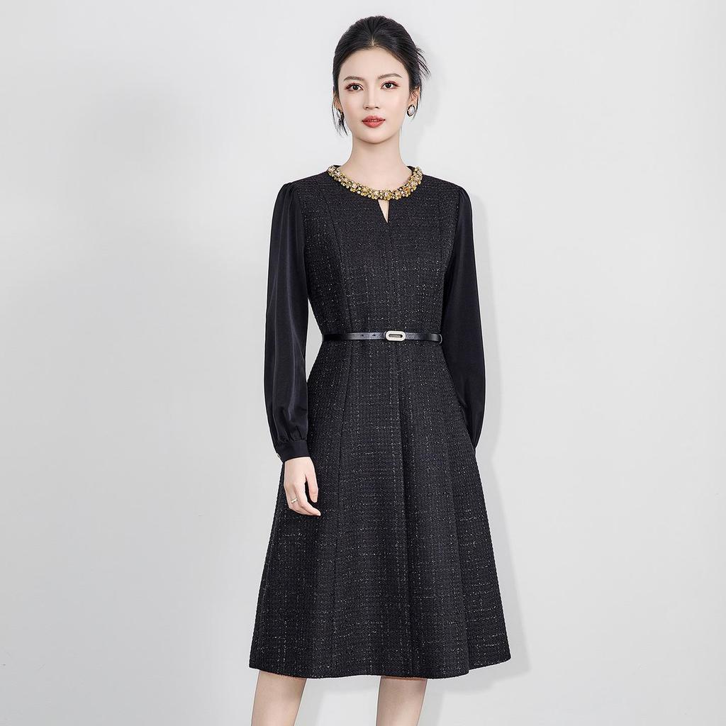High-End Lurex Tweed Autumn/Winter Banquet Gown Dress - Nanyou Collection