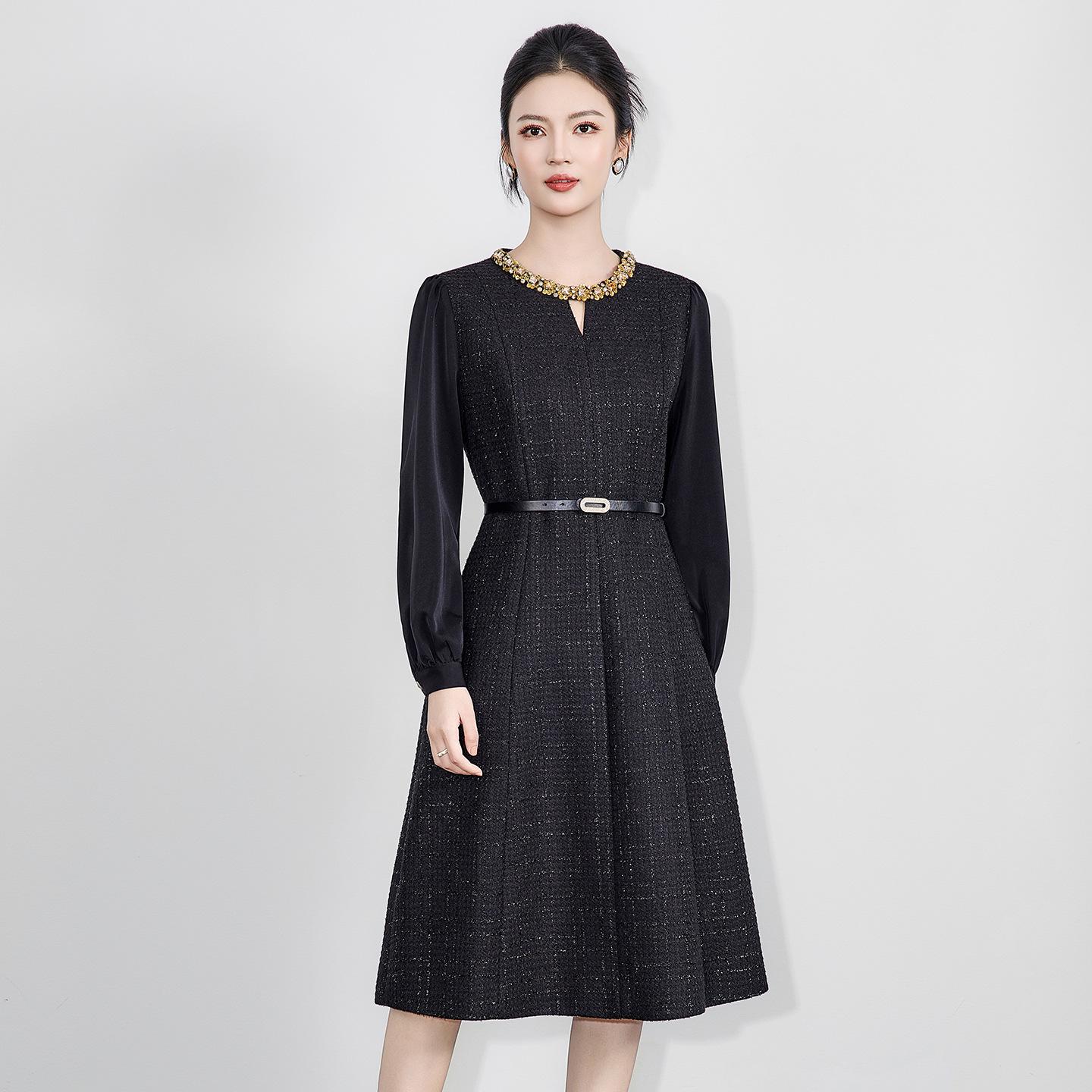High-End Lurex Tweed Autumn/Winter Banquet Gown Dress - Nanyou Collection Medium