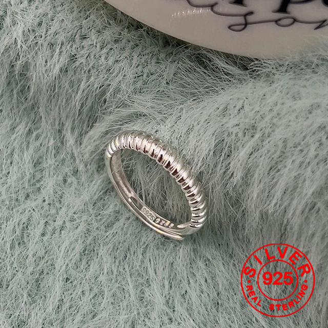 BFCLUB  Silver Color Rings for Women Strip Lines Fashion Geometric Vintage Handmade Irregular  Ring Party Gifts