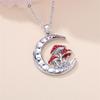 Female Red Enamel Moon Mushroom Pendant Necklace Vintage Silver Color Wedding Jewelry For Women