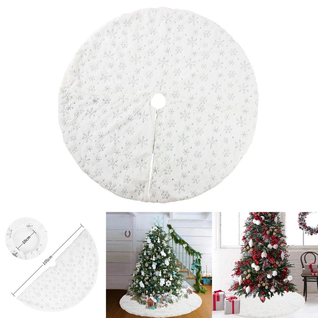 Stunning White Silver Sequin Snowflake Christmas Tree Skirt For Elegant Holiday Decoration