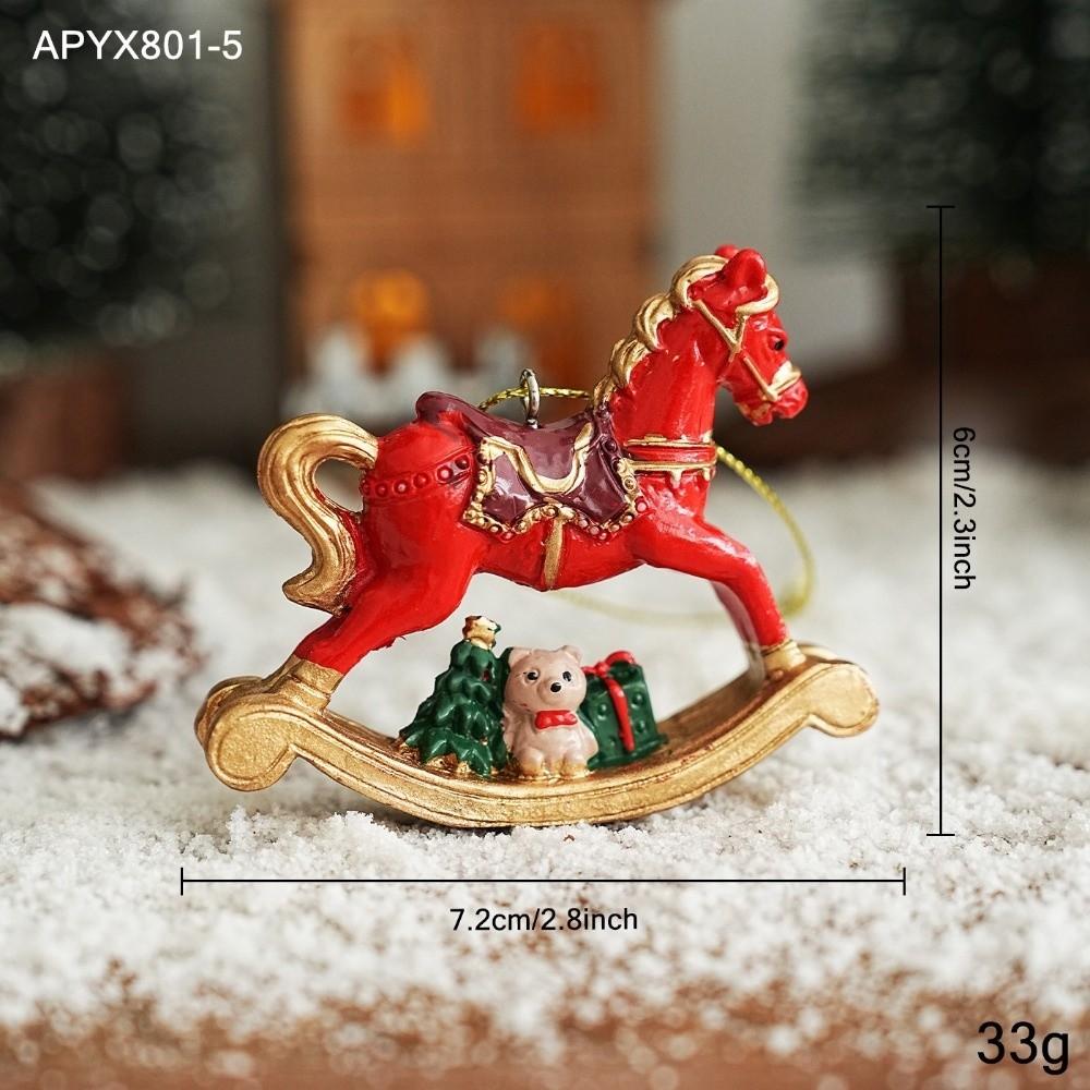 Vintage Christmas Ornament Resin Resin Figurine Retro Rocking Horse Ornament  Window Display