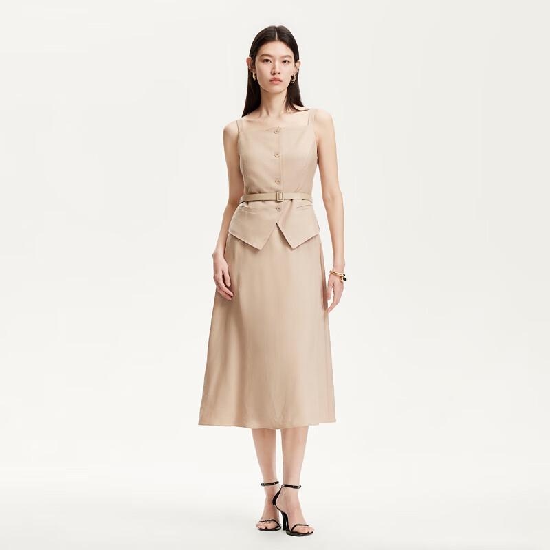 Veromoda Women's Belted Button-Front A-Line Midi Dress