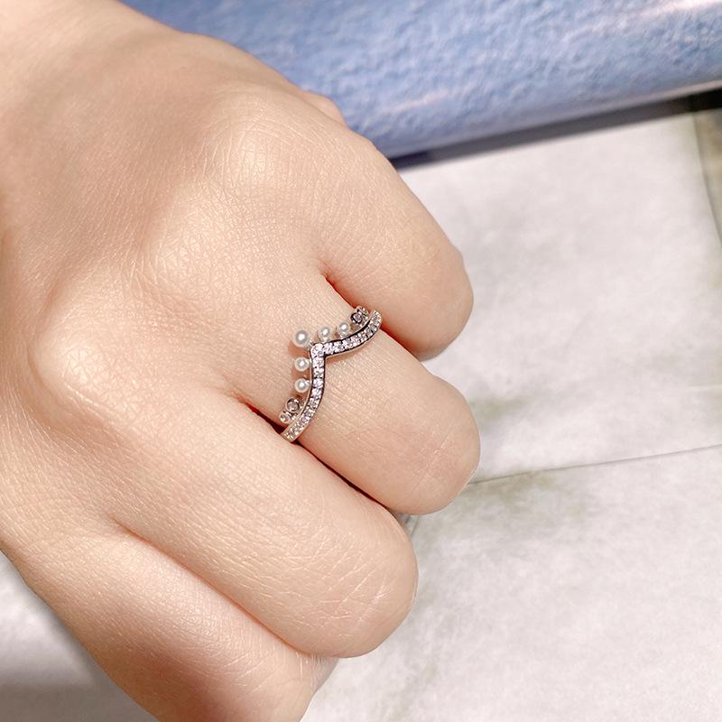 Goddess Crown Zircon Ring: S925 Sterling Silver, Minimalist Adjustable Design for Women
