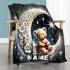 Moon Flower Bear Personalized Text Blanket Multi-purpose Personalized Blanket Comfortable Perfect for Seaside Livingroom Sofa Picnics All-Season Use