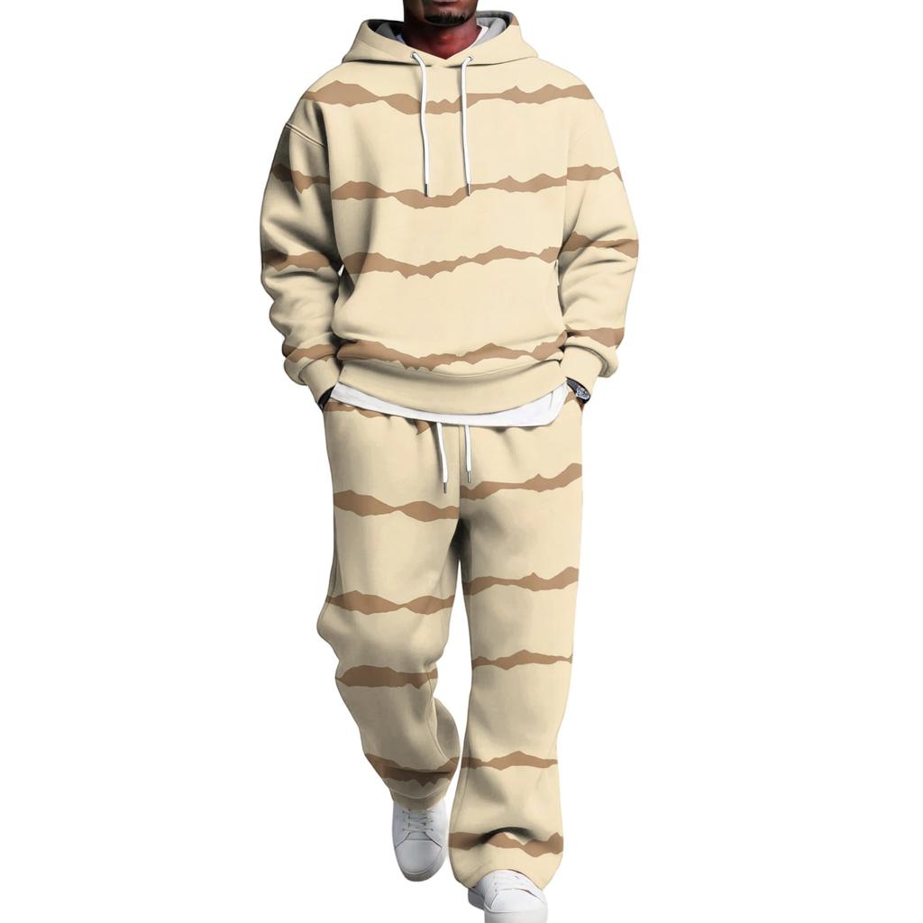 Men's Hoodie and Sweatpants Set with Elastic Waist, Casual Two Piece Outfit