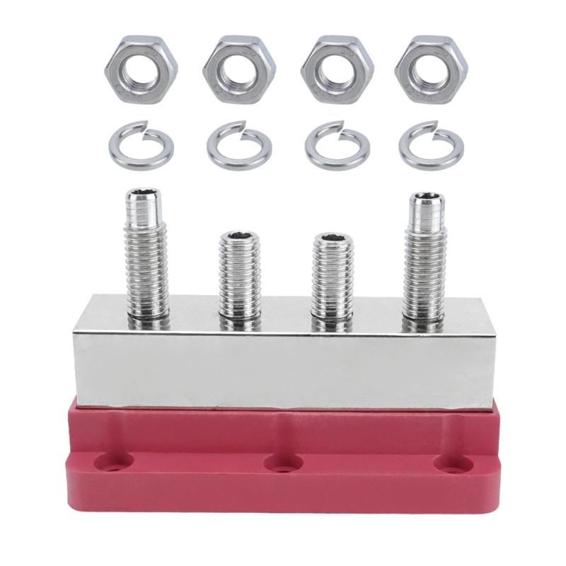 600A Power Distribution Block with Nickel Plated Copper Bus Bar and 4 Studs for Solar and Motorhomes Heavy Equipment Use