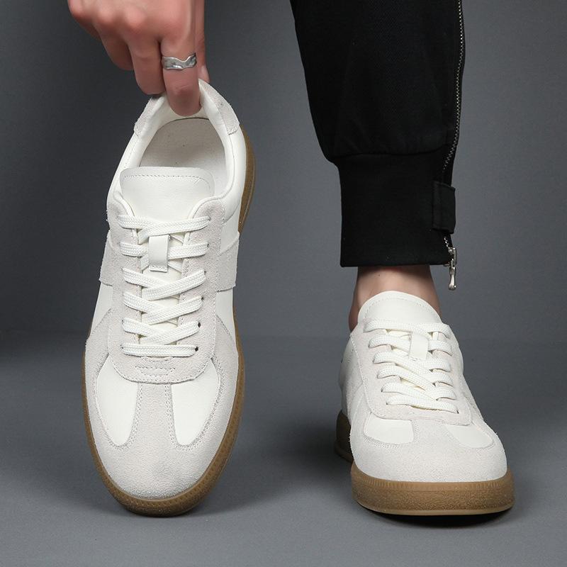 2025 Autumn New Men's Genuine Leather Sports and Leisure White Shoes Trendy Versatile Board Shoes