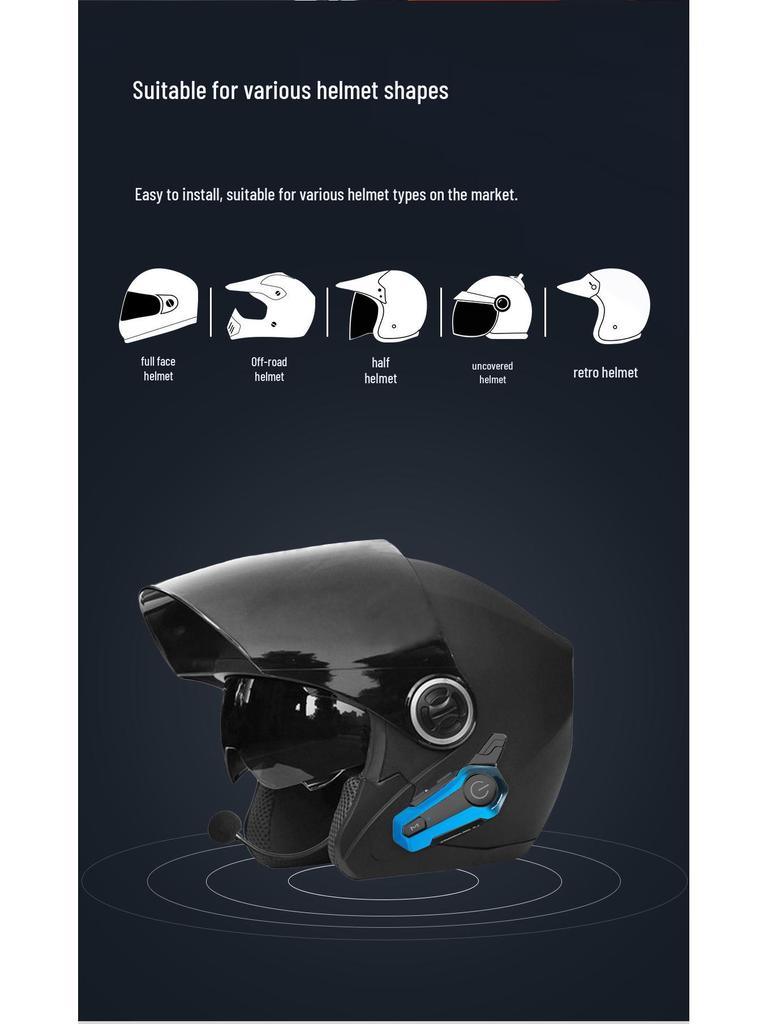 Bluetooth Motorcycle Helmet Intercom: Wireless, 2-Person, Integrated Music & Voice Navigation, Waterproof Touring Equipment