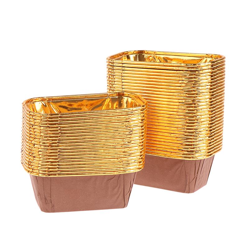 

50шт прямоугольный алюминиевый фольгированный оловянный бумажный стаканчик для выпечки, коробка для десерта, коробка для торта шоколадный