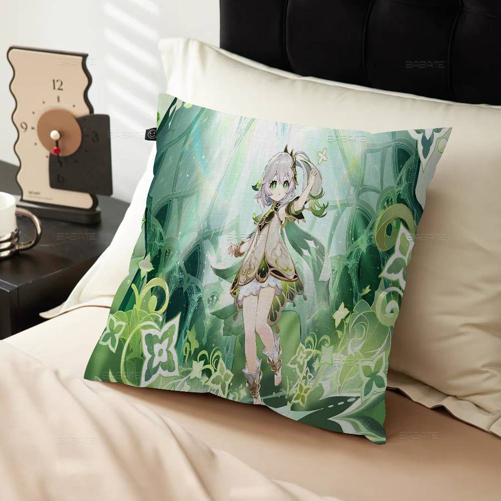 Genshin Impact Kawaii Anime Nahida Cushion Cover Polyester Sofa Cushions Decorative Throw Pillows Home Decoration Pillowcover