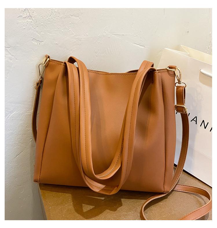 Trendy Fashionable Women s Shoulder Tote Bag With Soft Pu Material For Daily Use коричневый