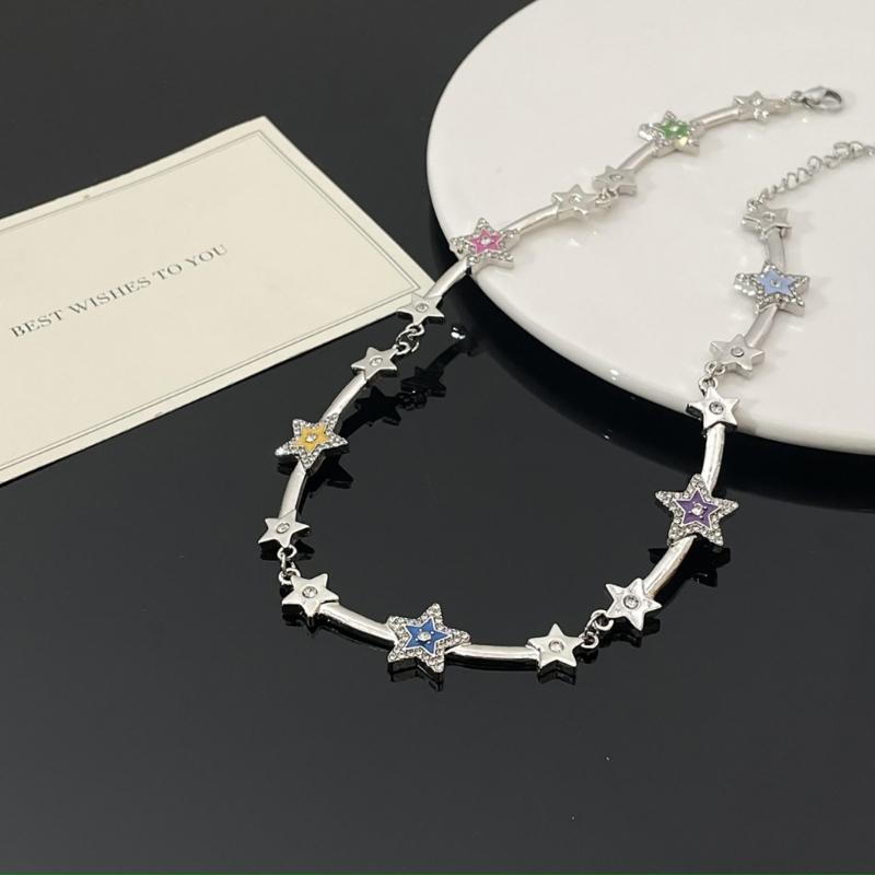 Five-pointed Star Aesthetic Necklace Diamonds Inlay Simple Clavicle Chain Women Girls Wedding Jewelry Birthday Gift