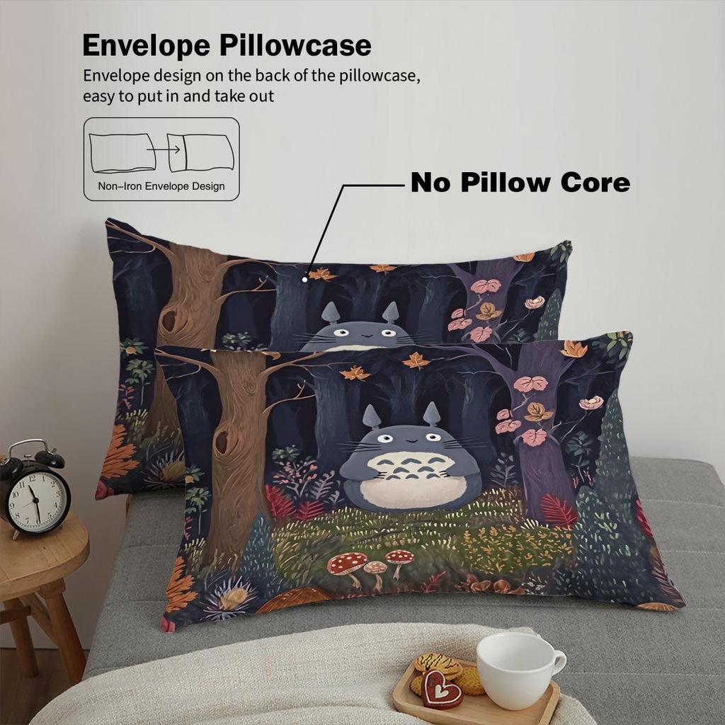 Three-Piece Totoro Series Down Duvet Cover Set with Digital Printing