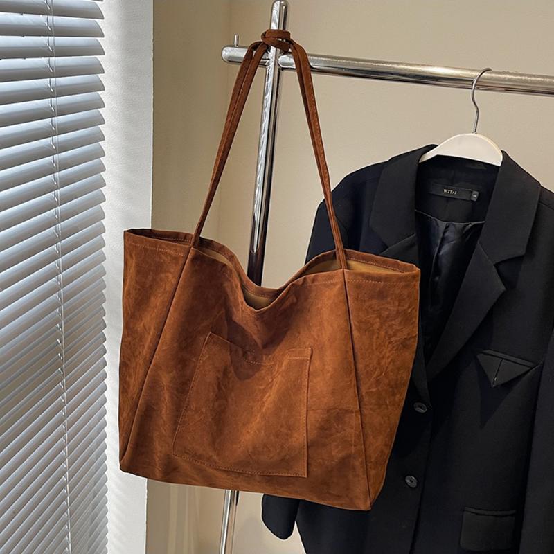 Women's Retro Mallard Velvet Tote Shoulder Bag - New Autumn Winter Fashion Large Capacity Relaxed Underarm Bag