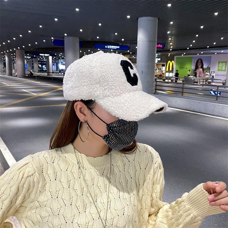 Nouvelle Casquette de Baseball à Lettre C Brodée pour Femmes Automne et Hiver Casquette de Canard Épaissie et Chaude pour Femmes Chapeau Décontracté Style Coréen