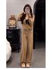 Korean Retro Knit Zipper Cardigan & Straight-Leg Pants Autumn/Winter Set