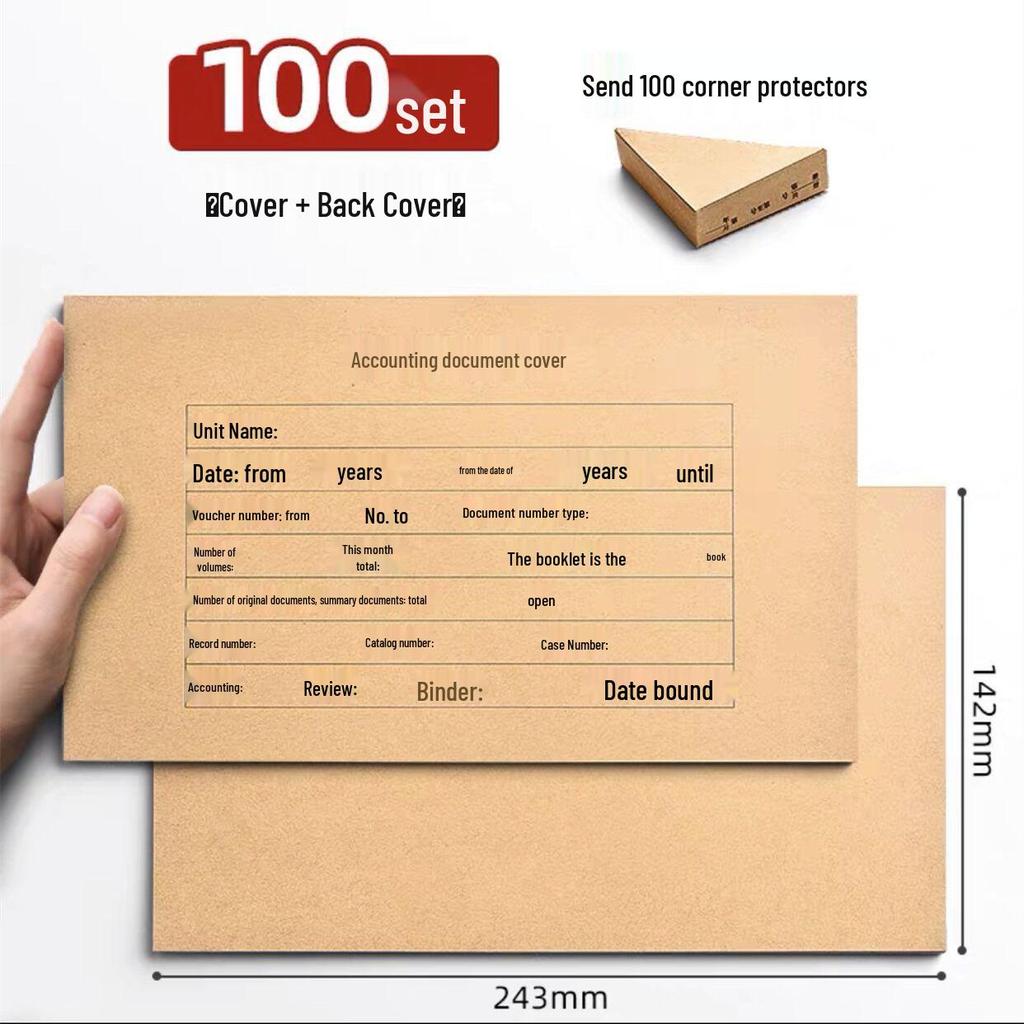 100 Accounting Voucher Covers, A5, 243x142mm Kraft Paper for Bookkeeping and VAT Invoices