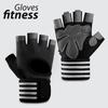 Sports Fitness Gloves Black Wear Resistant Breathable Half Finger Gloves Hand Support Wrist Brace For Weightlifting Sport 3 Size