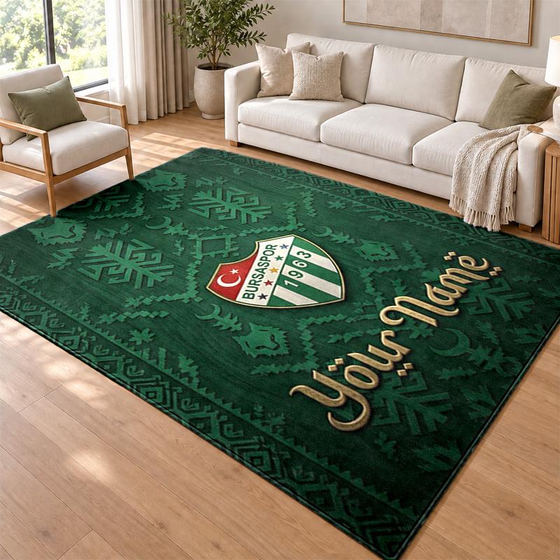 Bursaspor Custom Name Personalized Rug Non‑Slip Doormat Floor Carpet Housewarming Birthday Gift for Family Friends