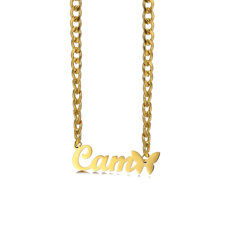 Christmas Custom Name Ladies Jewelry Pendant 24k Gold Stainless Steel Chain Necklace Charm Women 50+5cm&Please provide the name you need золотистый