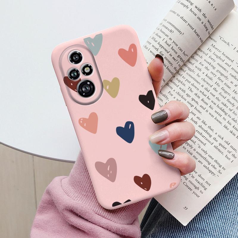 Beautiful Flowers For Honor 200 Pro Case Cute Heart Leopard Print Cover Soft Silicone Matte Protective Funda For Honor 200 Smart