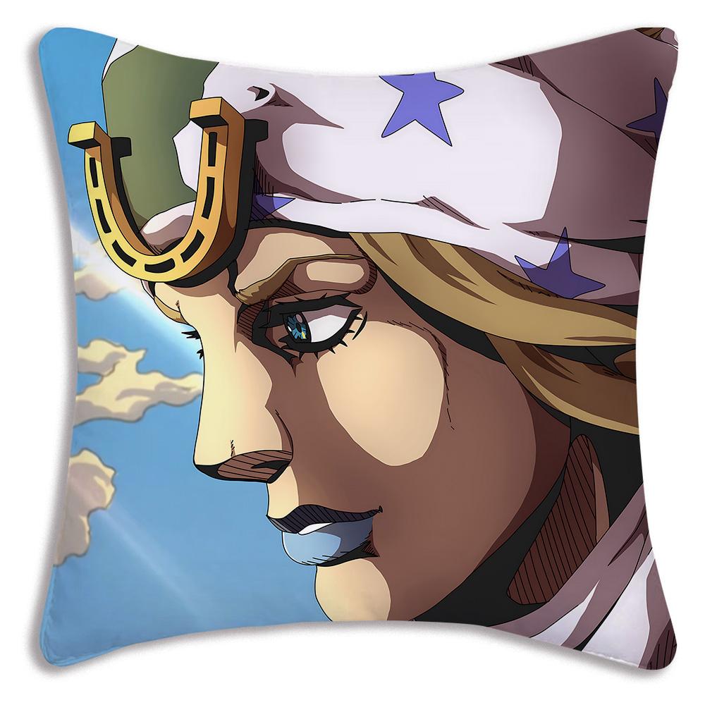 Cute JoJos Bizarre A-Adventure Pillow Covers Cartoon Sofa Decorative Home Double-sided Printing Short Plush Cute Cushion Cover