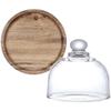 Display Shelves Glass Lid Tray Pastry Serving Cake Plate Server Wood Holder Food with Dome Mini Dessert Multi-use Base
