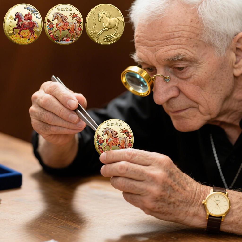 Chinesisches Mondneujahr des Pferdes Münze Glücksammlung Sammlermünze 2026 Jahr des Pferdes Glück Andenken Souvenir Segen