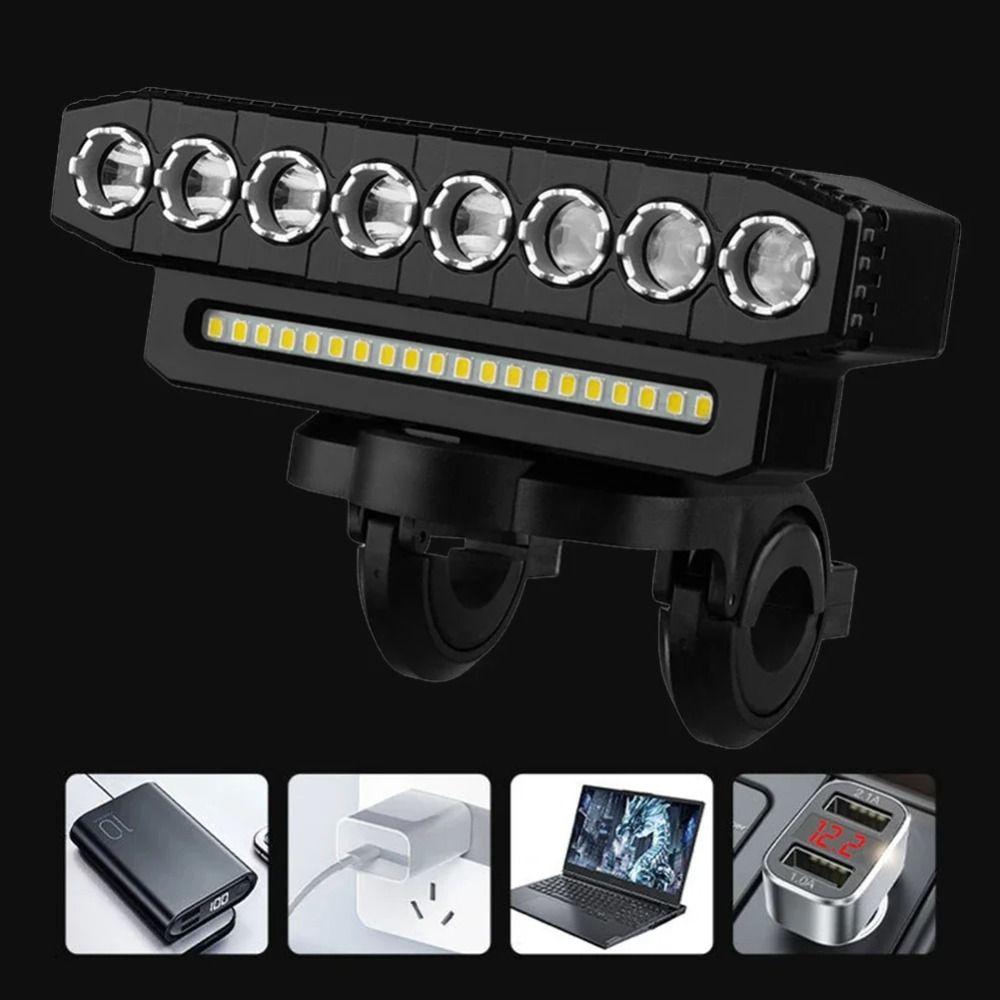 USB dobíjecí přední světlo na kolo Vodotěsné cyklistické světlomety Světlo na kolo se zvonkem Noc