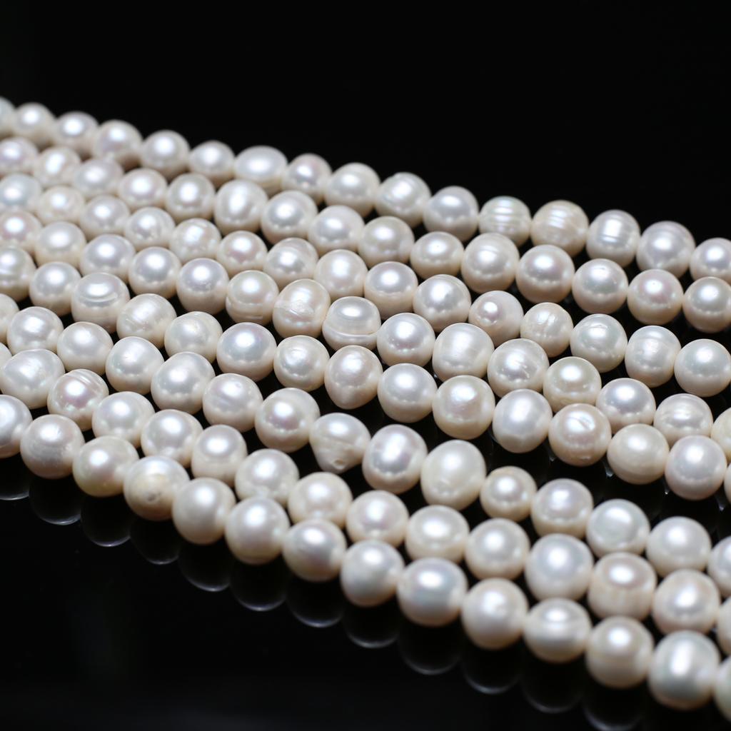 1String, White Natural Freshwater Pearls, Handmade Round Pearl Beads, 10-11 Mm, for DIY Necklace Accessories, Jewelry Making, Women Gift, 36 Cm