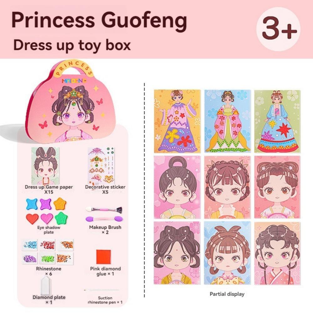 3 in 1 DIY Princess Makeup Set Diamond Coloring Painting Kits New Paper Art Craft Kits  Kids