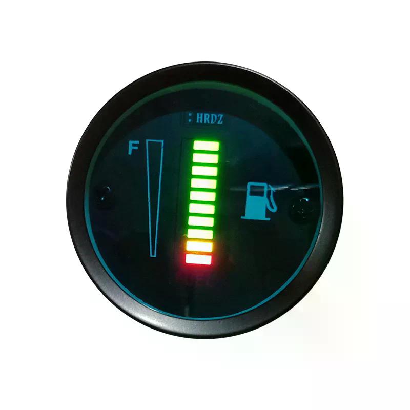 Misuratore di livello carburante universale per auto e moto da 52 mm, 12 V/24 V, display con 8 luci a LED