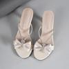  Women Light Weight Black Bow Tie High Quality Spring & Summer High Heel Sandal Shoes Lady Cool Beige Heel Pumps Ab616