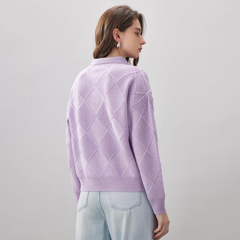 KEMENBOKA Women's 100% Wool Polo Collar Knitted Sweater