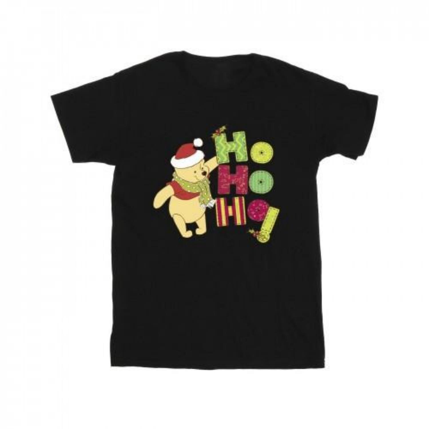 Disney Mens Winnie The Pooh Ho Ho Ho Scarf T-Shirt S чёрный