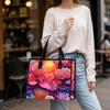 Vibrant Coral Print Tote Bag Fashionable Portable Daily Use Casual Carry Bag for Women