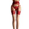 Gourd buckle lace rose flower garter stockings for women, color-blocking aurora over-the-knee one-piece red sexy stockings