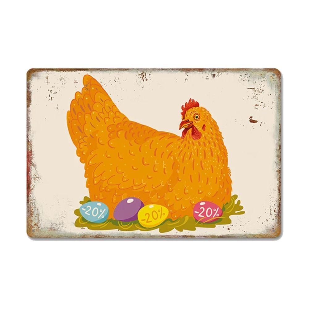 Funny Warning Chicken Sign, Indoor Outdoor Metal Plaque 20x30cm