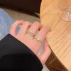Micro square diamond ring cold wind Internet celebrity explosion adjustable tide ins double zircon index finger ring tide