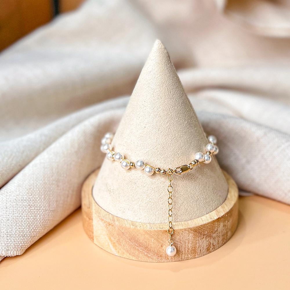 New Style High Quality 14k Gold Filled Beaded Pearl Bracelet Fashion Jewelry for Women