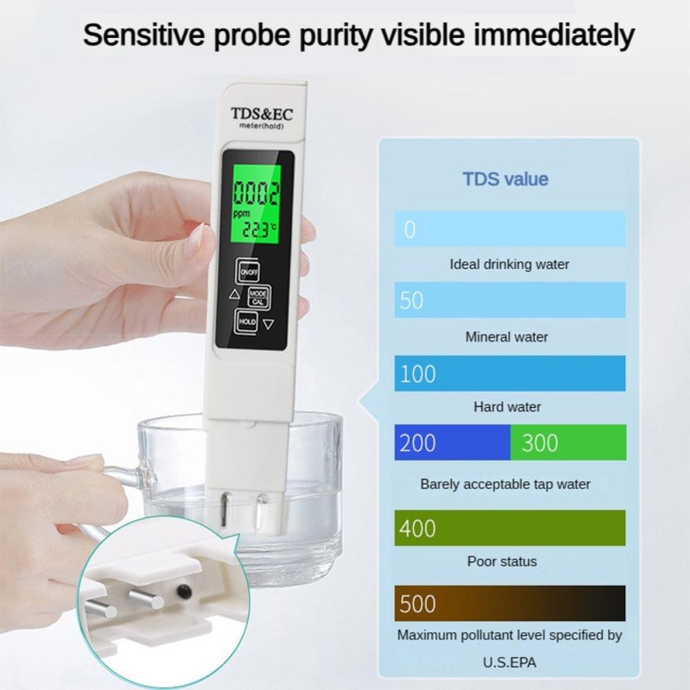 3-in-1 Water Tester Digital Display PPM Meter High Accuracy Water Quality Tester  Aquariums