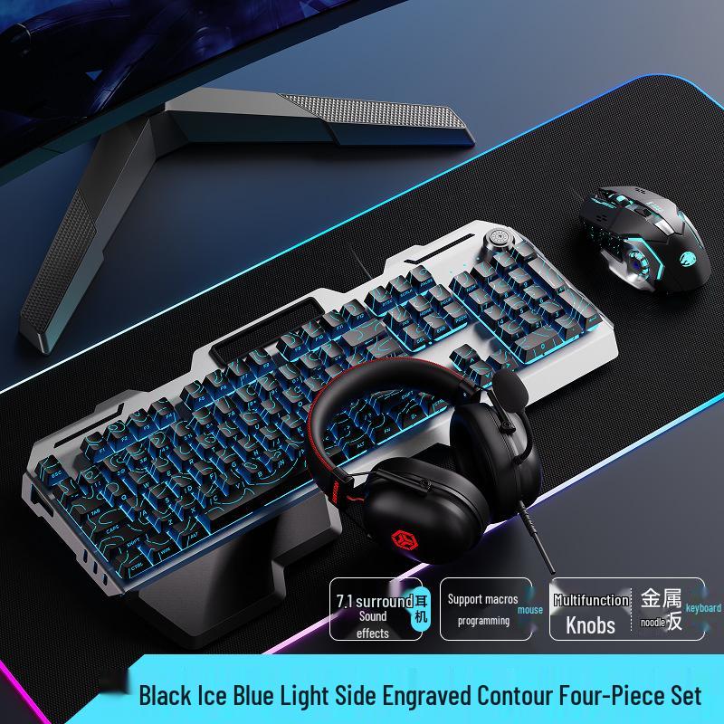 Qianxingzhe GX810 Wired Mechanical Feel Gaming Keyboard & Mouse Set for Esports & Office Use