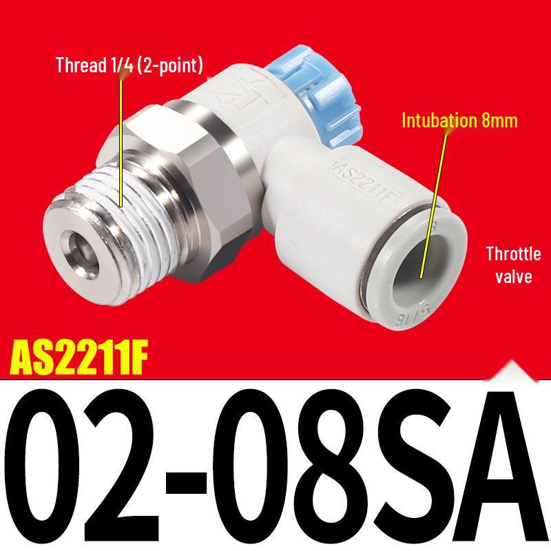 SMC AS1201F Pneumatic Speed Control Valve - Adjustable Throttle Push-Lock Fitting for Cylinder Control