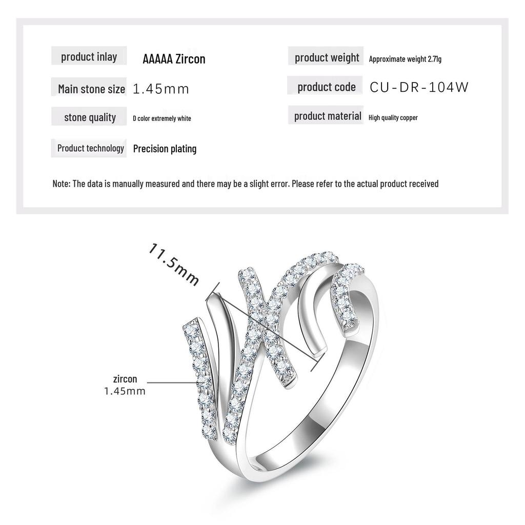 Tassel Diamond Zircon Ring with Light Luxury Style and Advanced Design for Versatile Commuting.
