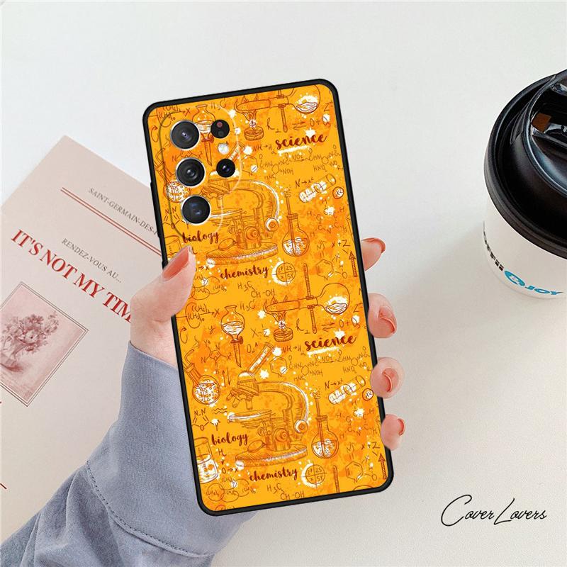 Vintage Seamless Chemistry Laboratory phone case For Samsung Galaxy S24 S25 S23 S22 Ultra Note 10 20 Plus S20 S21 FE Cover