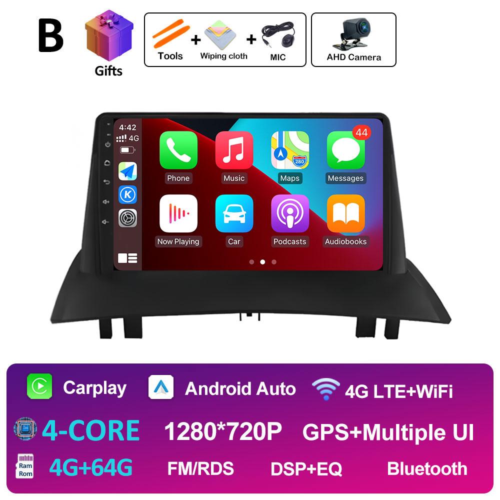 For Renault Megane 2 2002 2003 2004 2005 - 2009 Wireless Carplay GPS Navigation Android 14 DSP Stereo Autoradio Touch Screen 4G